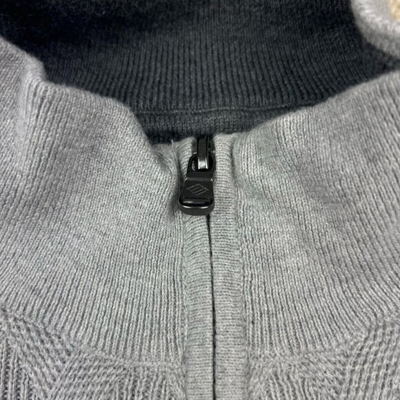 Joseph Abboud 1/4 Zip Sweater Mens Large Gray Cotton Cashmere Textured Diamond - Picture 5 of 7